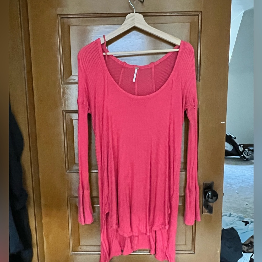 Free People waffle knit thermal top on coral